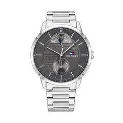 Tommy Hilfiger Hunter Grey Dial Silver Stainless Steel Strap Watch for Men - 1791608 Watches Tommy Hilfiger   