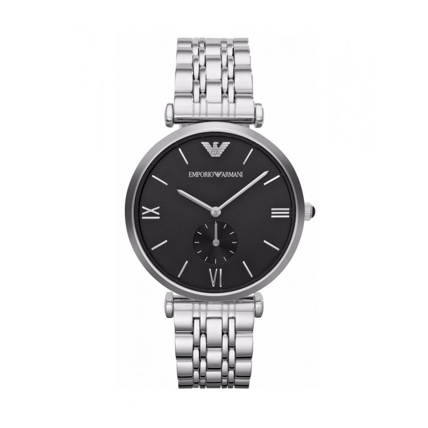 Emporio Armani Retro Black Dial Stainless Steel Watch For Men - AR1676 Watches Emporio Armani   