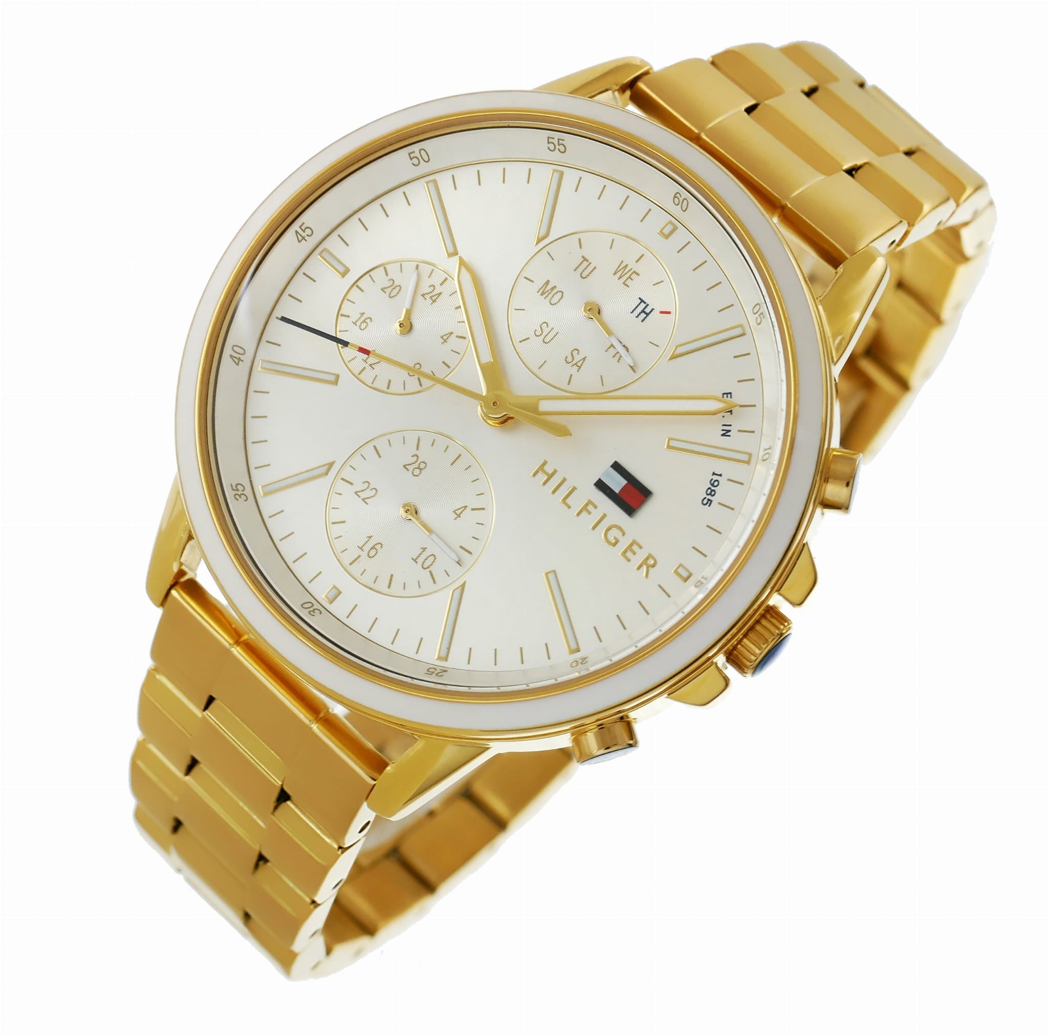 Tommy Hilfiger Carly White Dial Gold Stainless Steel Strap Watch for Women - 1781786 Watches Tommy Hilfiger   