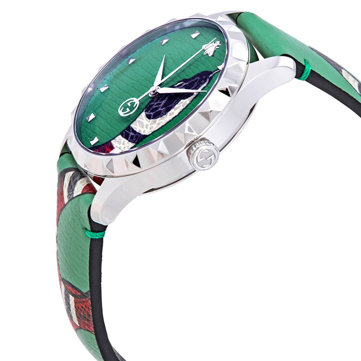 Gucci G Timeless Le Marche Des Merveilles Green Dial Green Leather Strap Watch Unisex - YA1264081 Watches Gucci   