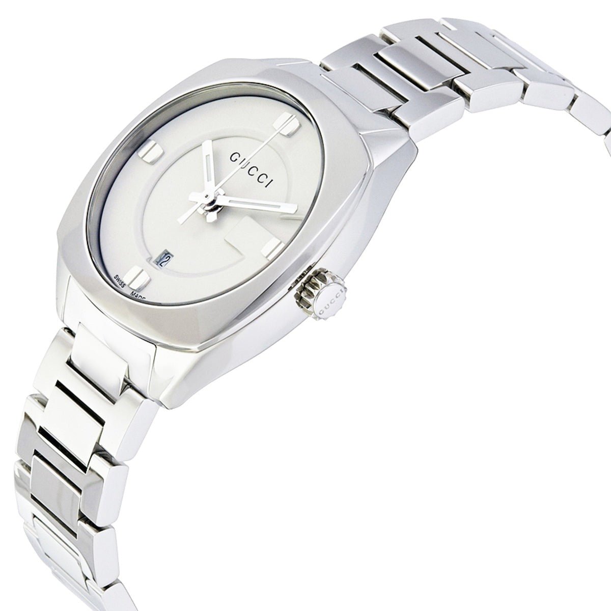 Gucci GG2570 White Dial Silver Steel Strap Watch For Women - YA142502 Watches Gucci   