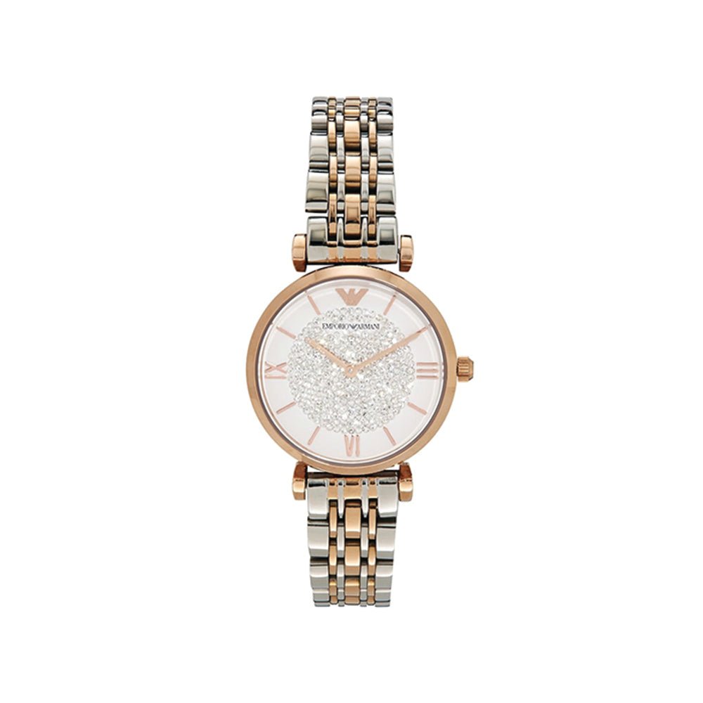 Emporio Armani Gianni T Bar White Dial Two Tone Stainless Steel Watch For Women - AR1926 Watches Emporio Armani   