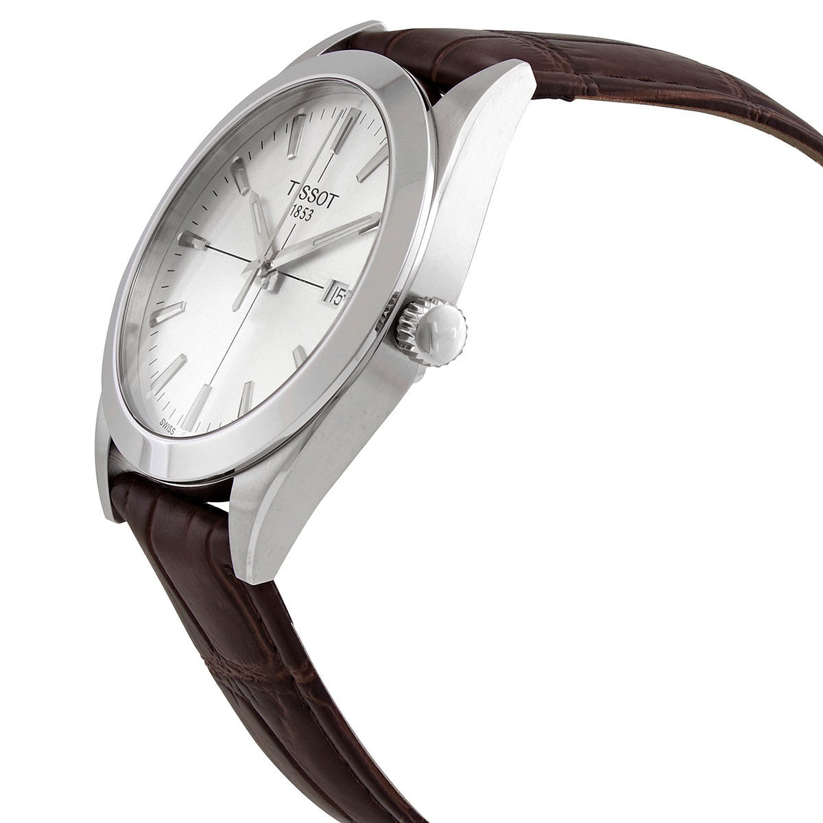 Tissot Gentlemen Silver Dial Brown Leather Strap Watch for Men - T127.410.16.031.01 Watches Tissot   