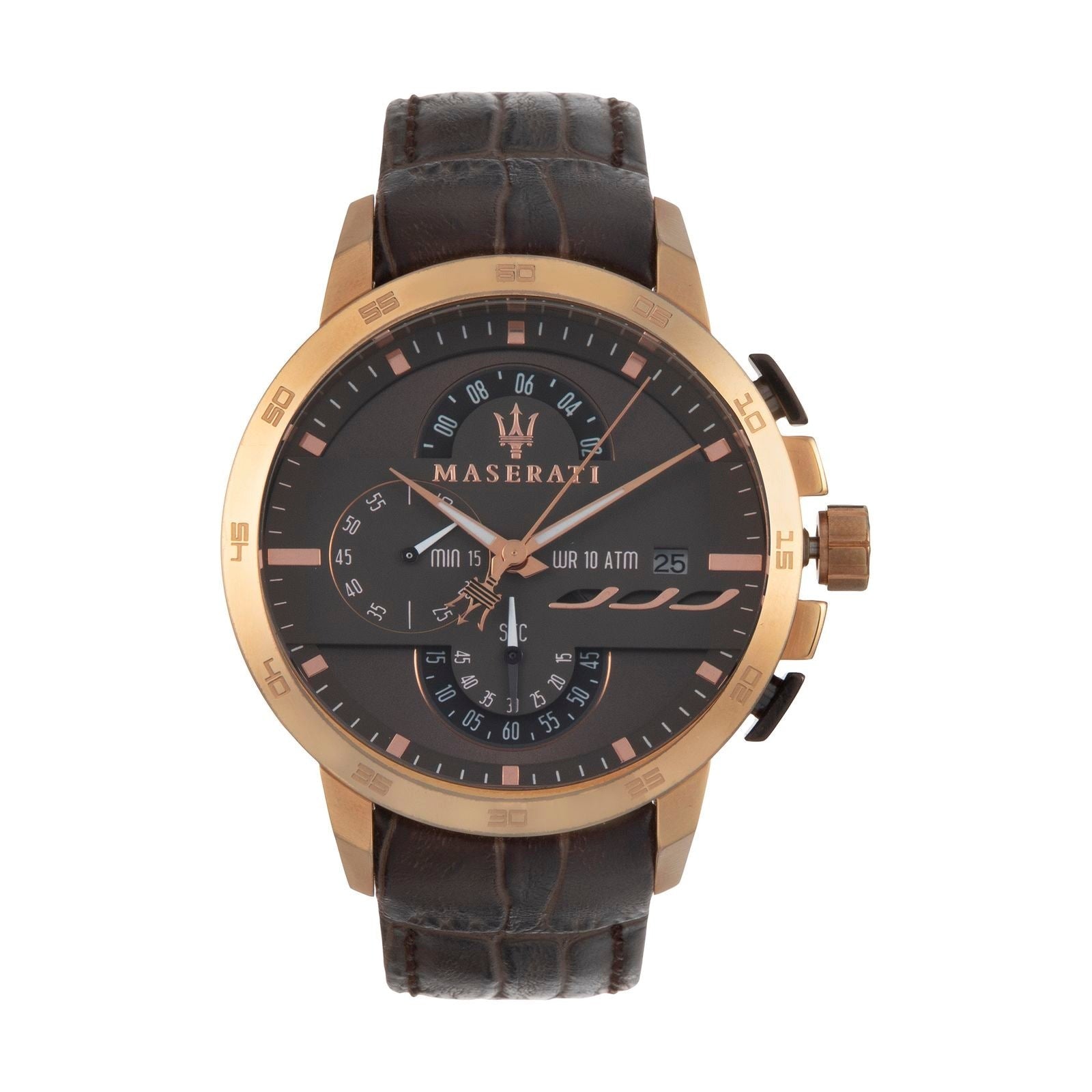 Maserati Ingegno Chronograph Brown Dial Leather Strap Watch For Men - R8871619001 Watches Maserati   