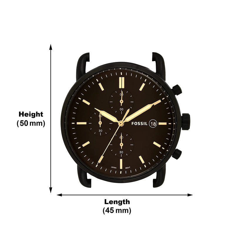 Fossil Commuter Chronograph Black Dial Brown Leather Strap Watch for Men - FS5403 Watches Fossil   