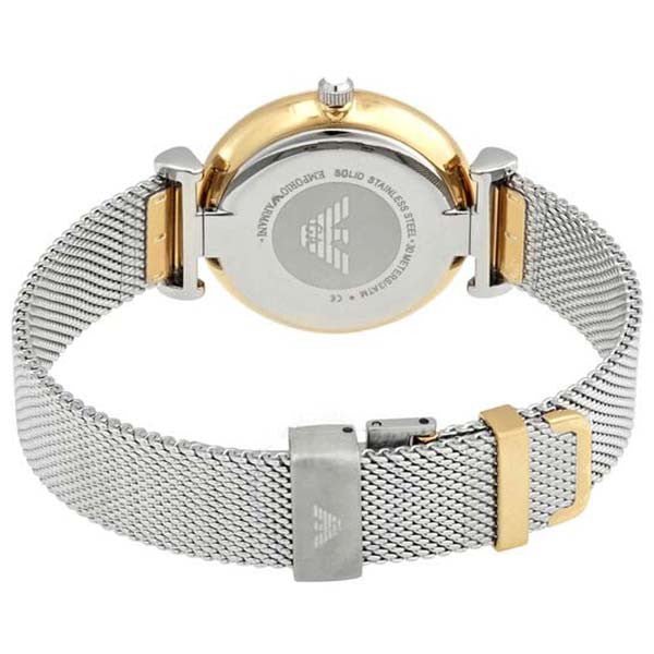 Emporio Armani Gianni T Bar Mother of Pearl Dial Silver Mesh Bracelet Watch For Women - AR2068 Watches Emporio Armani   