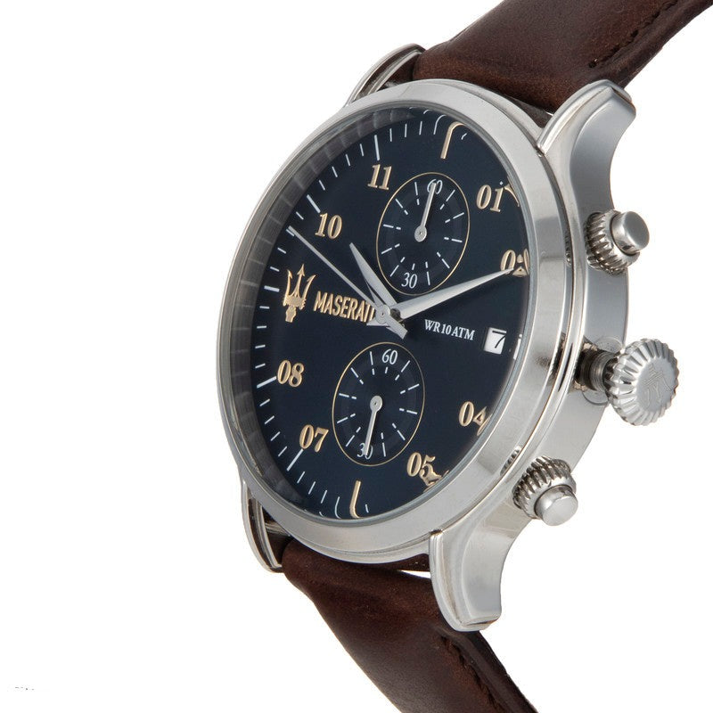 Maserati Epoca Chronograph Blue Dial Brown Leather Watch For Men - R8871618001 Watches Maserati   