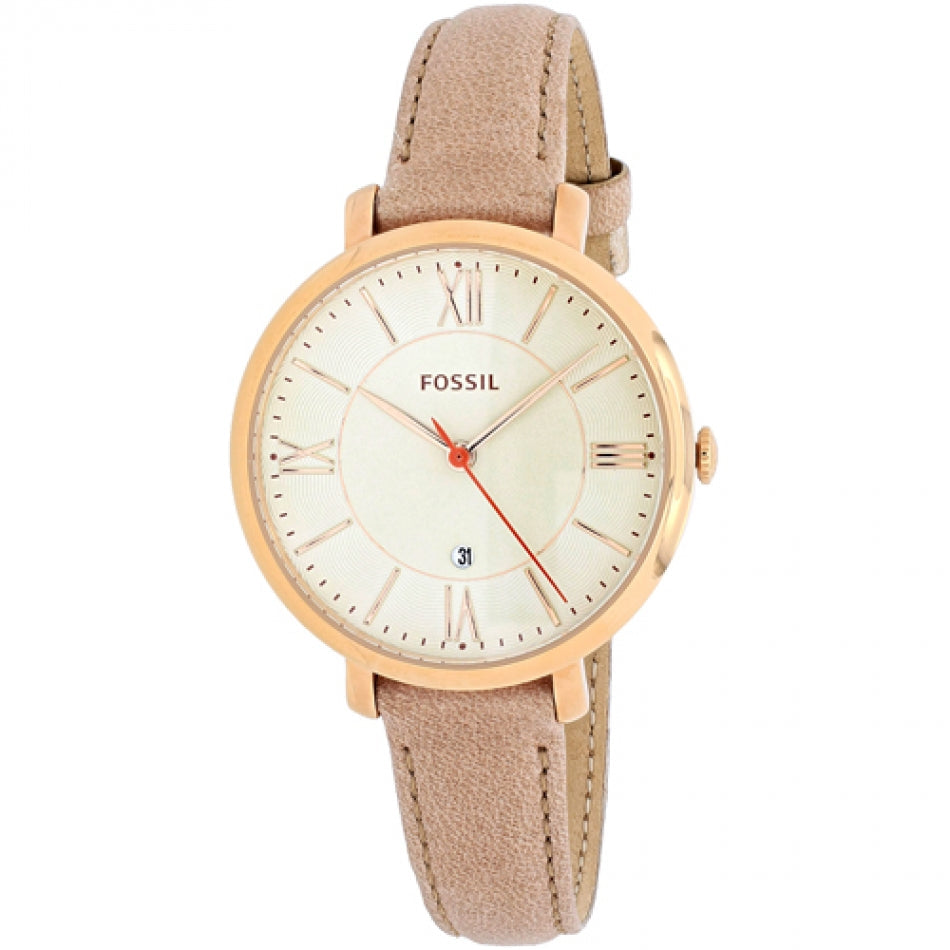 Fossil Jacqueline White Dial Sand Leather Strap Watch for Women - ES3487 Watches Fossil   