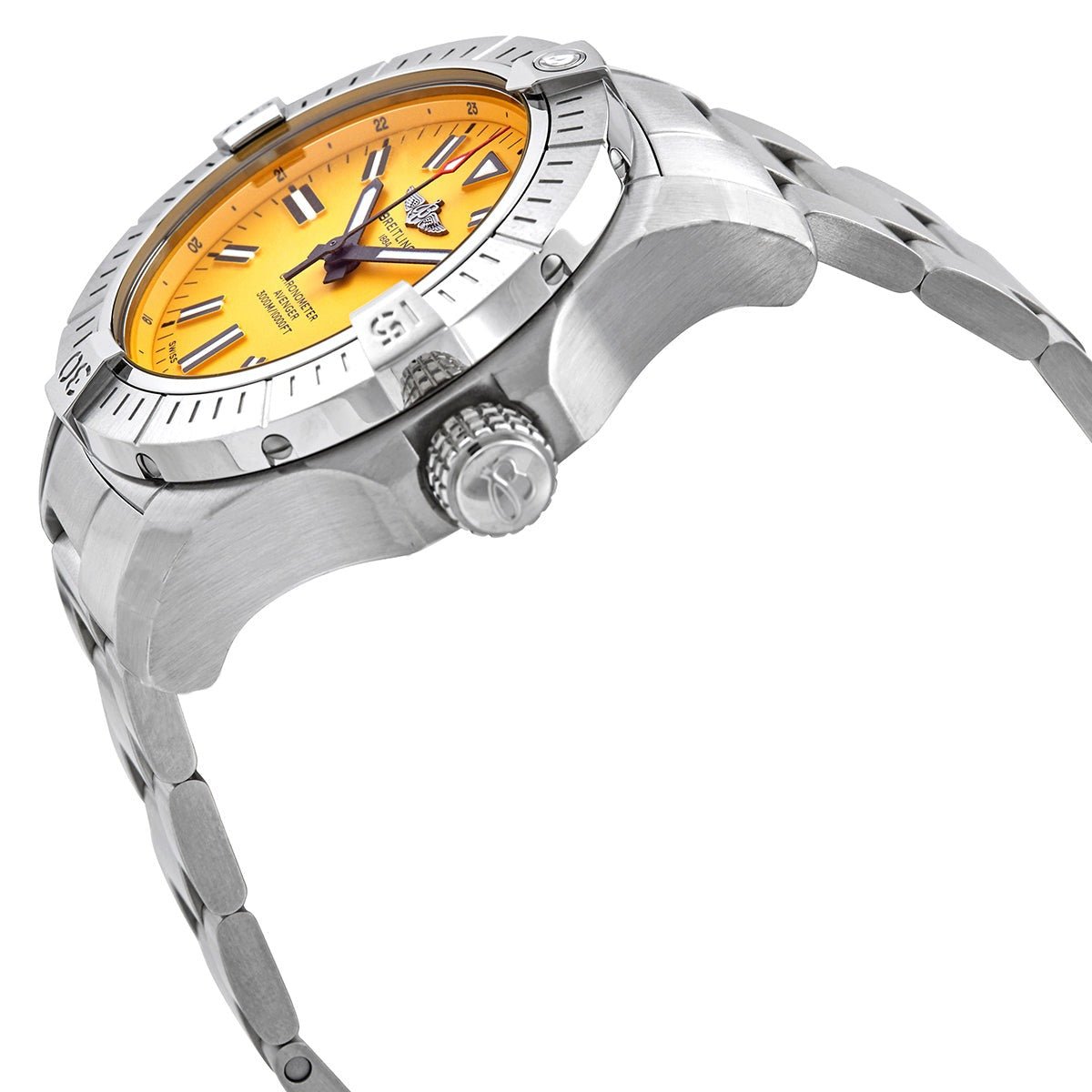 Breitling Avenger Automatic 45mm Seawolf Yellow Dial Silver Steel Strap Strap Watch for Men - A17319101/1A1 Watches Breitling   
