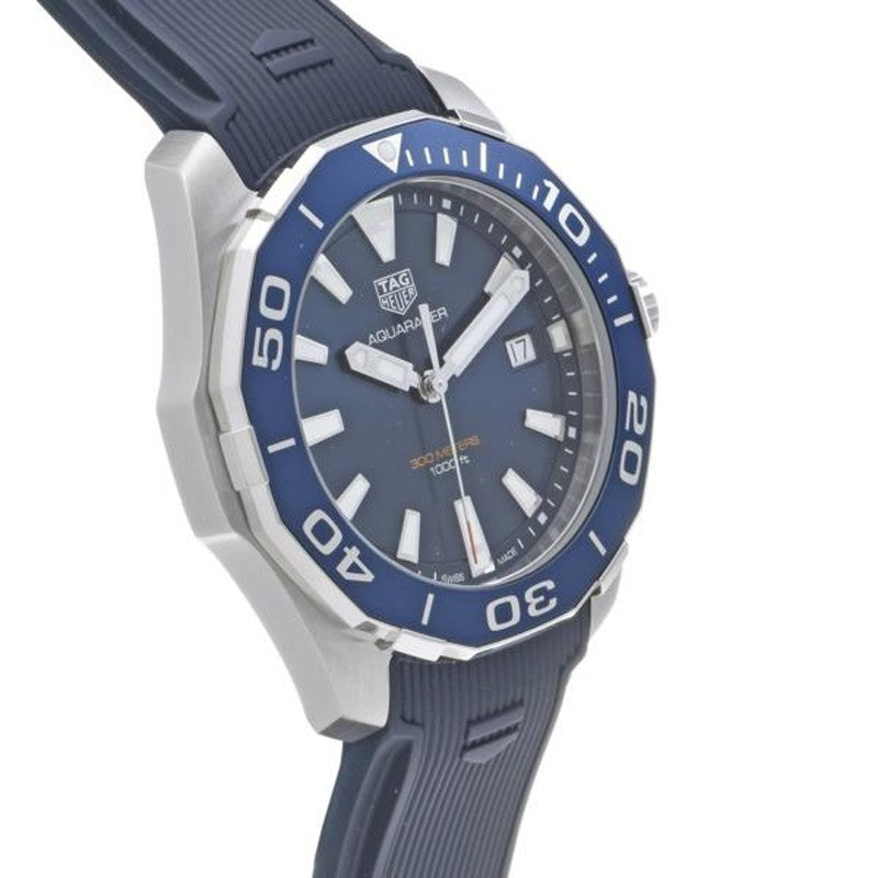 Tag Heuer Aquaracer 41mm Blue Dial Blue Rubber Strap Watch for Men - WAY111C.FT6155 Watches Tag Heuer   