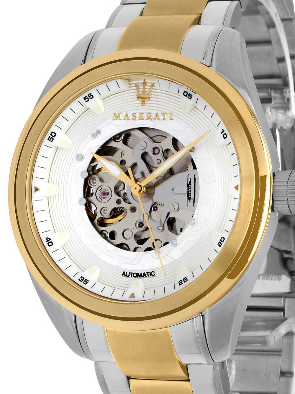 Maserati Traguardo Automatic White Skeleton Dial Stainless Steel Watch For Men - R8823112003 Watches Maserati   