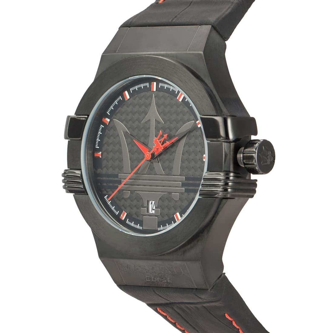 Maserati Potenza 3H STR Black Dial 42mm Leather Strap Watch For Men - R8851108010 Watches Maserati   