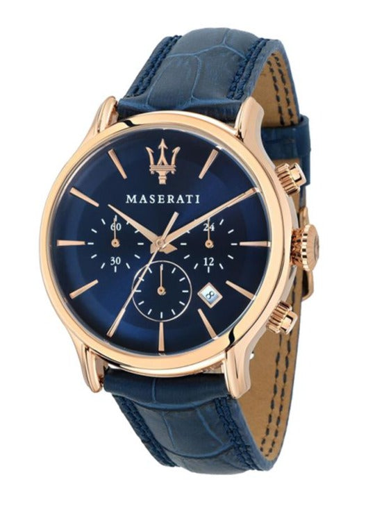 Maserati Epoca Blue Dial Leather Blue Strap Watch For Men - R8871618007 Watches Maserati   