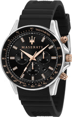 Maserati SFIDA 44mm Black Silicon Chronograph Watch For Men - R8871640002 Watches Maserati   