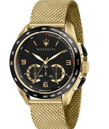 Maserati Traguardo 45mm Quartz Gold Black Dial Watch For Men - R8873612010 Watches Maserati   