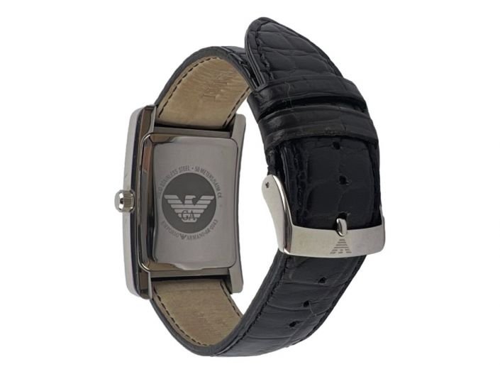 Emporio Armani Black Dial Black Leather Strap Watch For Men - AR0143 Watches Emporio Armani   