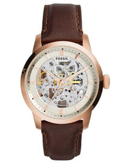 Fossil Townsman Automatic Skeleton White Dial Brown Leather Strap Watch for Men - ME3078 Watches Fossil   