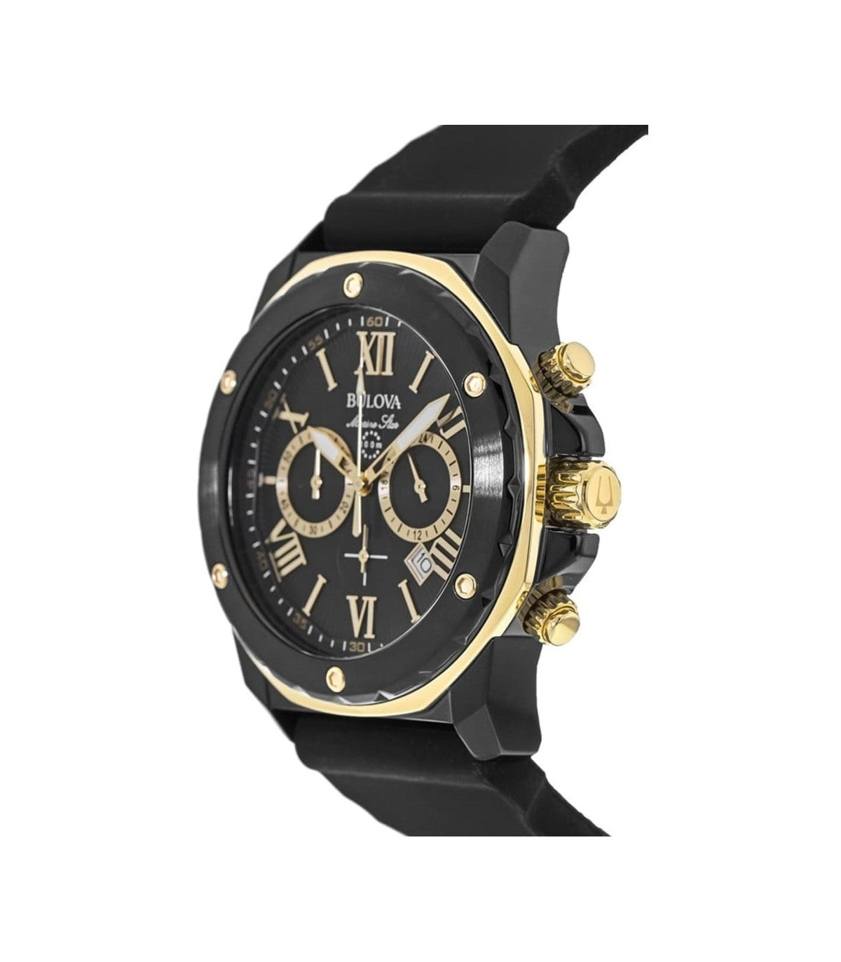 Bulova Marine Star Chronograph Black Dial Black Rubber Strap Watch for Men - 98B278 Watches Bulova   