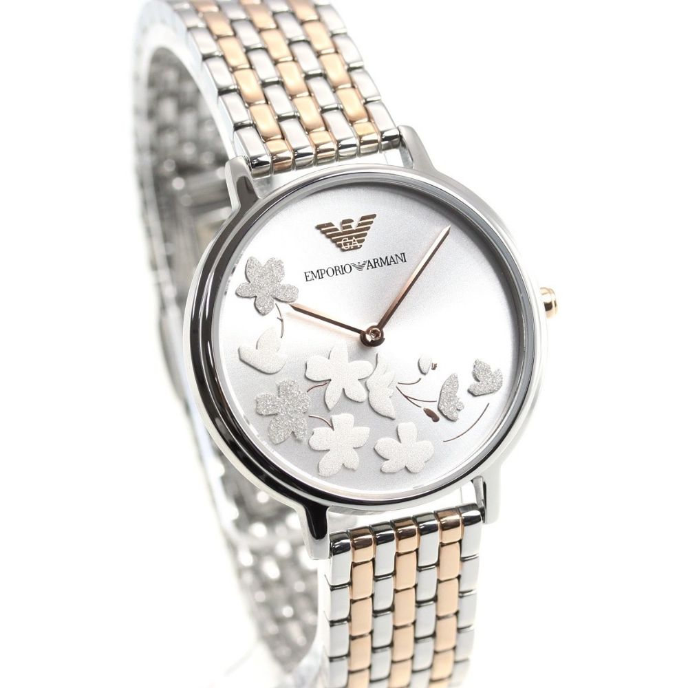 Emporio Armani Silver Sunray Dial Two-Tone Stainless Steel Strap Watch For Women - AR11113 Watches Emporio Armani   