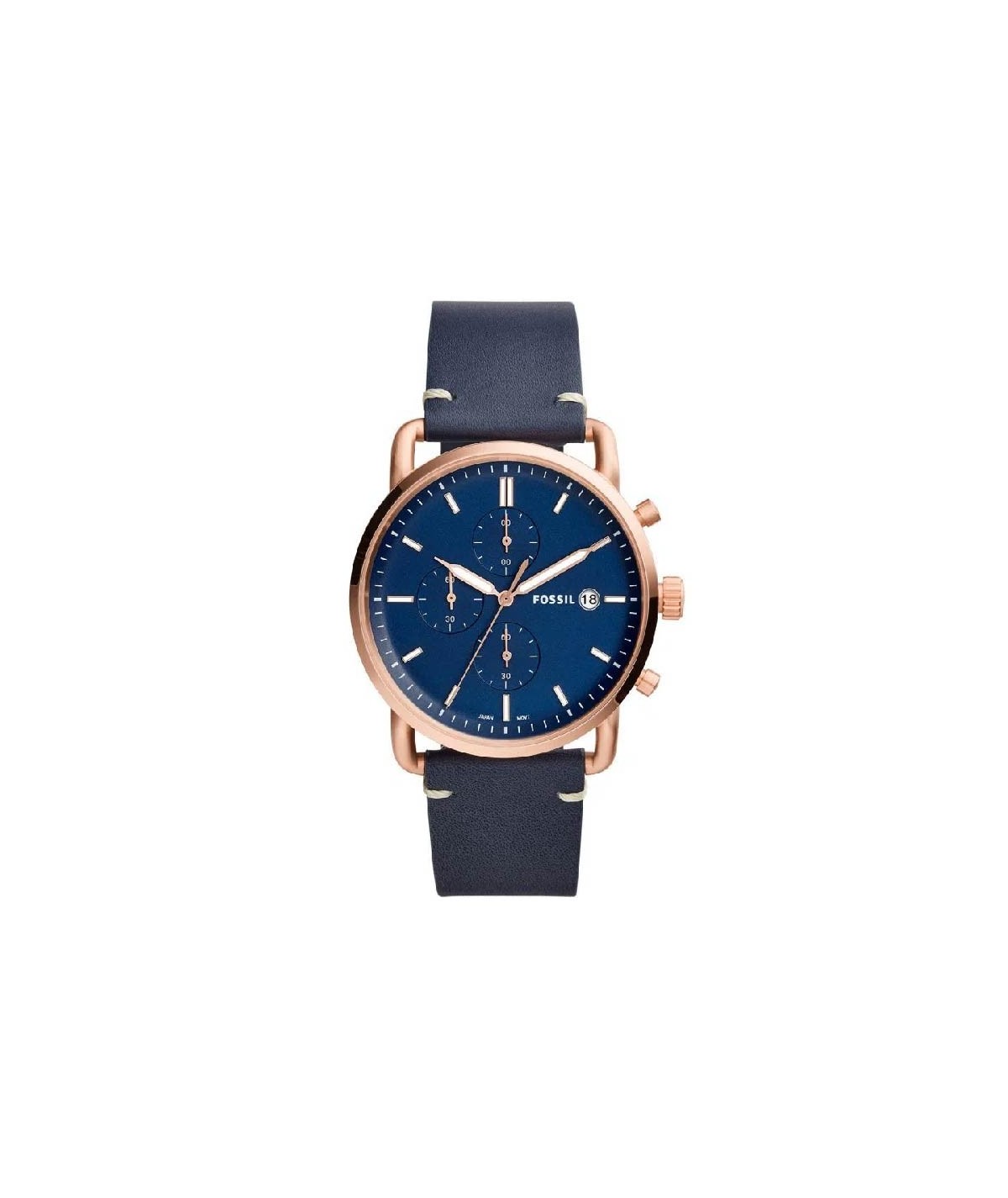 Fossil The Commuter Blue Dial Blue Leather Strap Watch for Men - FS5404 Watches Fossil   