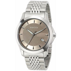 Gucci G Timeless Brown Dial Silver Steel Strap Watch For Women - YA126503 Watches Gucci   