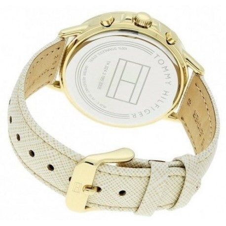 Tommy Hilfiger Carly Silver Dial Cream Leather Strap Watch for Women - 1781790 Watches Tommy Hilfiger   