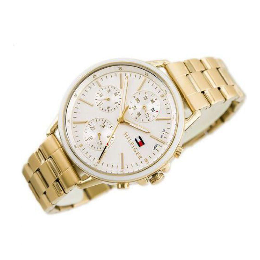 Tommy Hilfiger Carly White Dial Gold Stainless Steel Strap Watch for Women - 1781786 Watches Tommy Hilfiger   