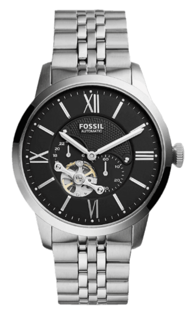 Fossil Townsman Black Dial Silver Steel Strap Watch for Men - ME3107 Watches Fossil   