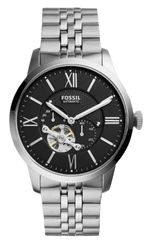 Fossil Townsman Black Dial Silver Steel Strap Watch for Men - ME3107 Watches Fossil   