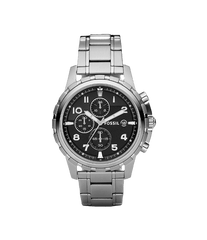 Fossil Dean Chronograph Black Dial Silver Steel Strap Watch for Men - FS4542 Watches Fossil   