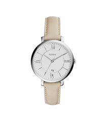 Fossil Jacqueline Beige Dial Pink Leather Strap Watch for Women - ES3793 Watches Fossil   