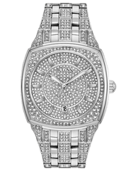 Bulova Phantom Swarovski Crystal Pave Silver Dial Silver Steel Strap Watch for Men - 98B296 Watches Bulova   