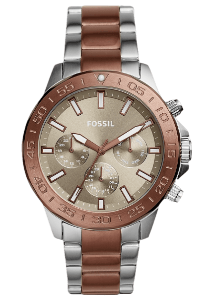 Fossil Bannon Multifunction Brown Dial Two Tone Steel Strap Watch for Men - BQ2502 Watches Fossil   