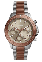 Fossil Bannon Multifunction Brown Dial Two Tone Steel Strap Watch for Men - BQ2502 Watches Fossil   