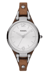 Fossil Georgia White Dial Brown Leather Strap Watch for Women - ES3060 Watches Fossil   