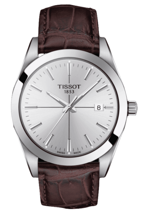 Tissot Gentlemen Silver Dial Brown Leather Strap Watch for Men - T127.410.16.031.01 Watches Tissot   