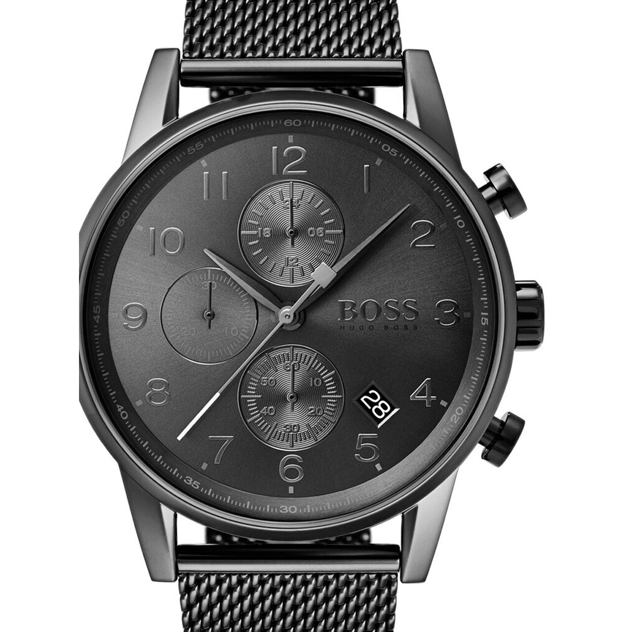 Hugo Boss Navigator Grey Dial Grey Mesh Bracelet Watch for Men - 1513674 Watches Hugo Boss   