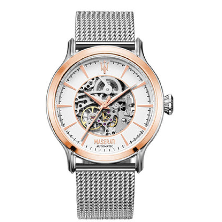 Maserati Epoca Automatic White Dial Silver Mesh Bracelet Watch For Men - R8823118001 Watches Maserati   