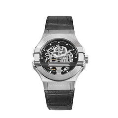 Maserati Potenza Automatic Black Dial Black Leather Strap Watch For Men - R8821108001 Watches Maserati   