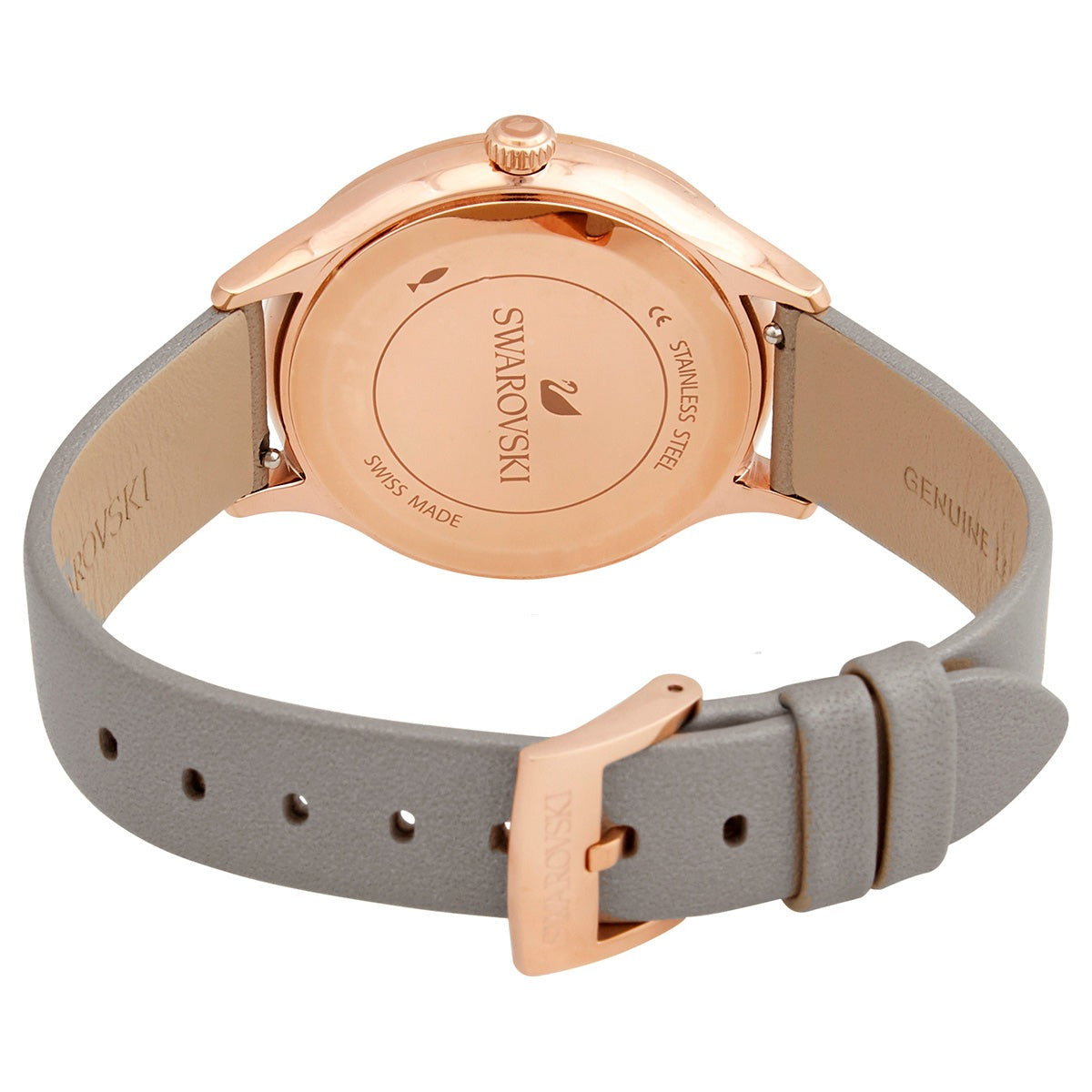 Swarovski Octea Nova Grey Dial Grey Leather Strap Watch for Women - 5295326 Watches Swarovski   