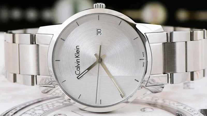 Calvin Klein City Chronograph White Dial Silver Steel Strap Watch for Men - K2G2G14X Watches Calvin Klein   