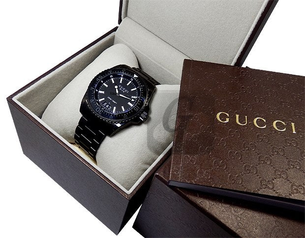 Gucci Dive Sapphire Crystal Black Dial Black Steel Strap Watch For Men - YA136205 Watches Gucci   