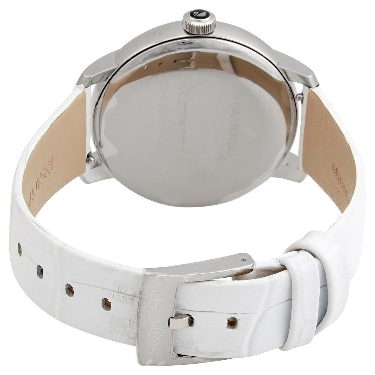 Swarovski Crystalline Hours Silver Dial White Leather Strap Watch for Women - 5295383 Watches Swarovski   