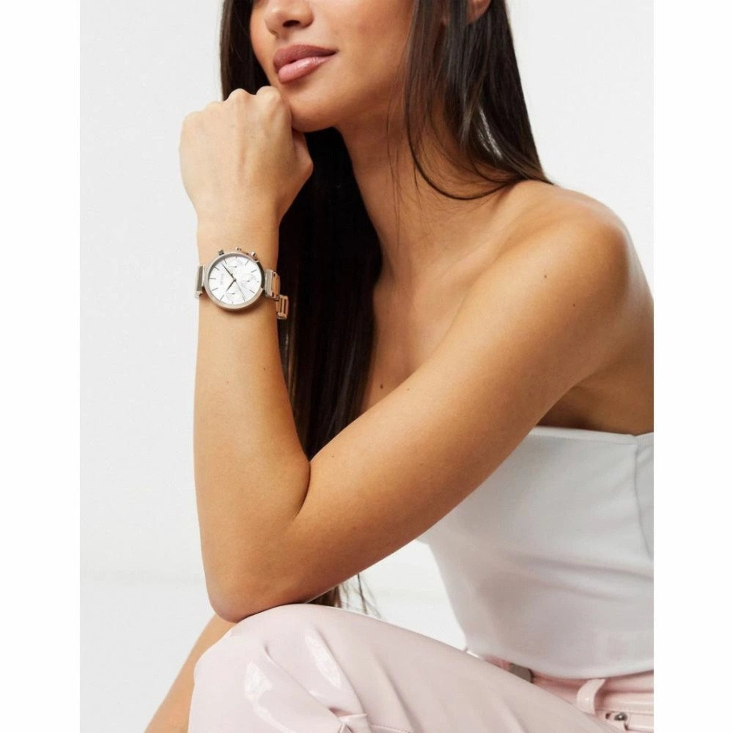 Hugo Boss Flawless Quartz White Dial Gold Steel Strap Watch for Women -1502531 Watches Hugo Boss   