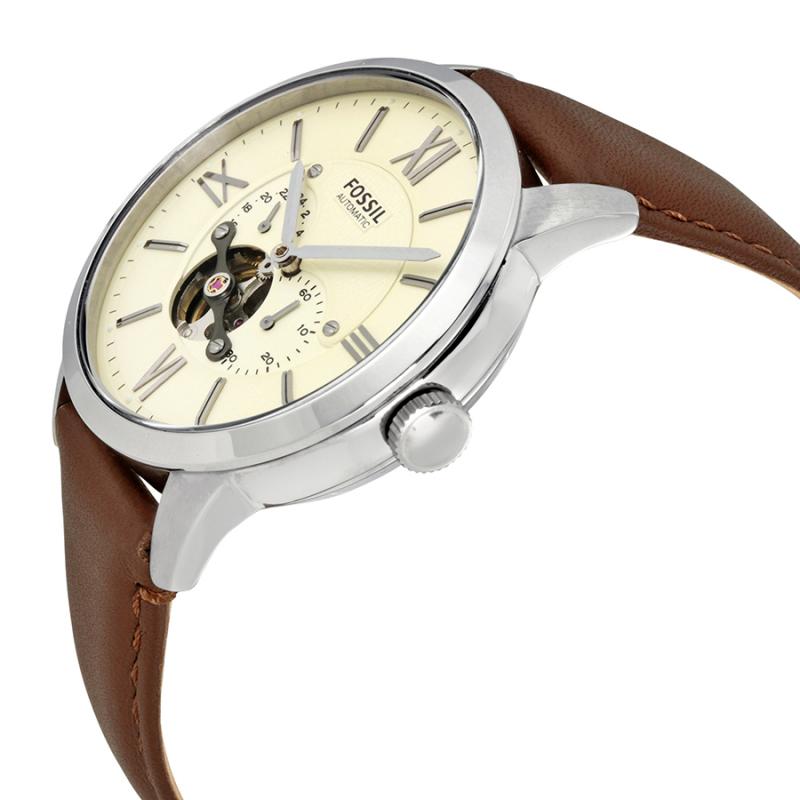 Fossil Townsman Automatic White Dial Brown Leather Strap Watch for Men - ME3064 Watches Fossil   