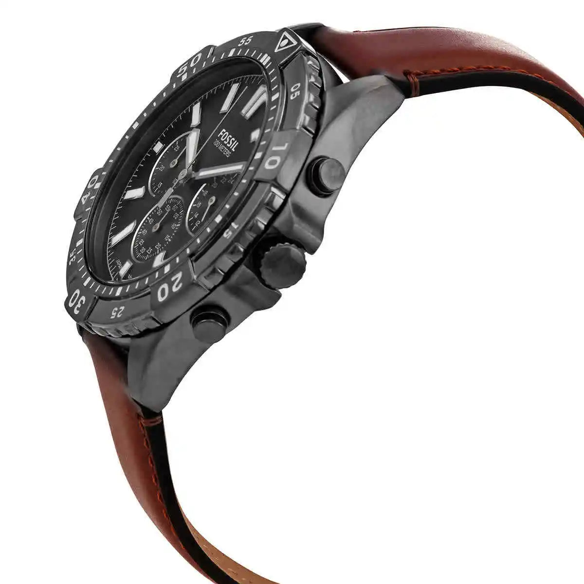 Fossil Garrett Chronograph Grey Dial Brown Leather Strap Watch for Men - FS5770 Watches Fossil   