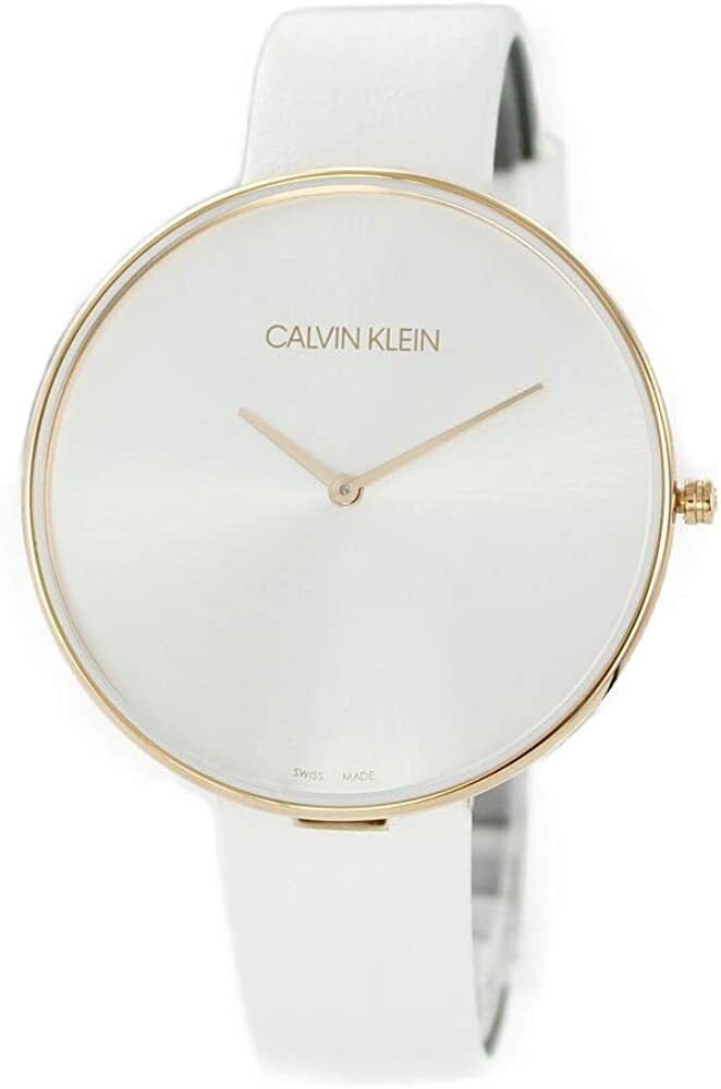 Calvin Klein Full Moon White Dial White Leather Strap Watch for Women - K8Y236L6 Watches Calvin Klein   