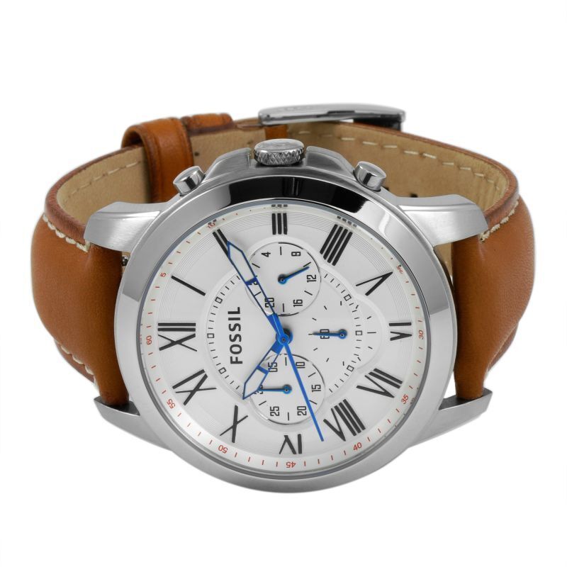 Fossil Grant Chronograph White Dial Brown Leather Strap Watch for Men - FS5060 Watches Fossil   