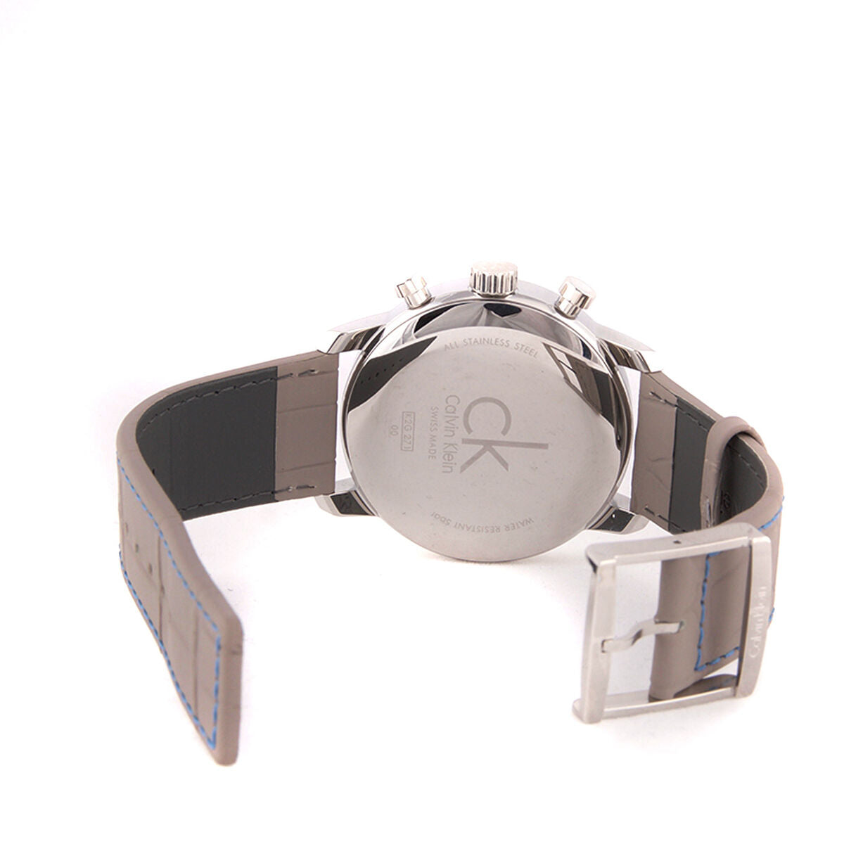 Calvin Klein City Silver Dial Grey Leather Strap Watch for Men - K2G211Q4 Watches Calvin Klein   