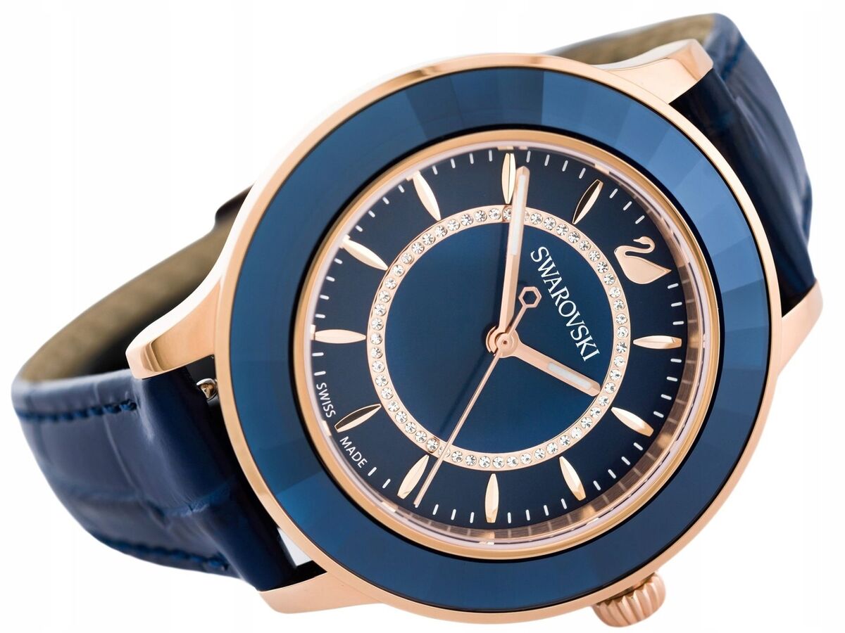 Swarovski Octea Lux Blue Dial Blue Leather Strap Watch for Women - 5414413 Watches Swarovski   